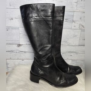 Kenneth Cole Classic Black Leather Women's Knee Boots